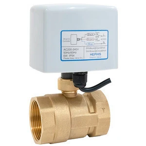 HEPHIS DN10-DN50 AC/DC 2Way/3Way Brass Copper DC24V Automatic Power Motor Flow Control Motor Drive Ball Valve For Cooling System