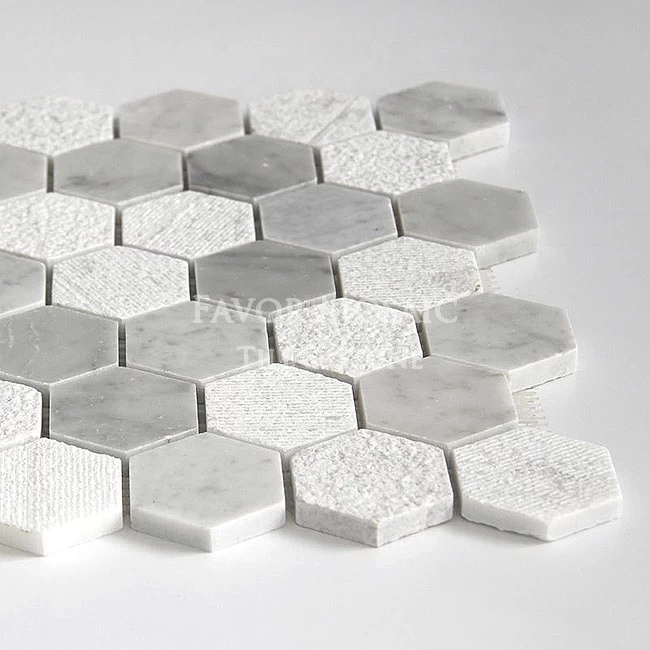 Hexagon shaped for wall and kitchen decoration by natural white carrara bianco white marble mosaic tiles