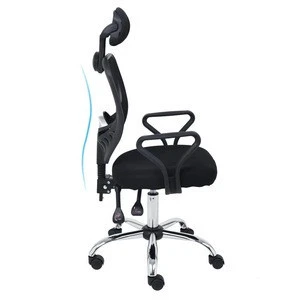 High Back Executive Mesh Ergonomic Fixed Armrest Desk Office Chair With Extra Soft Height Adjustable Headrest