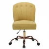 High Back Swivel Home Office Chair With Wheels, Rose Gold Velvet Side Chair