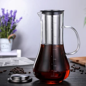 High borosilicate glass coffee pot hand pot coffee pot glass teapot with scale