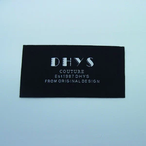 High Density Both  Fold Black Woven Label For Clothing