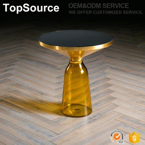High End Home Finuture European Style Modern Glass Top Gold Round Coffee Table