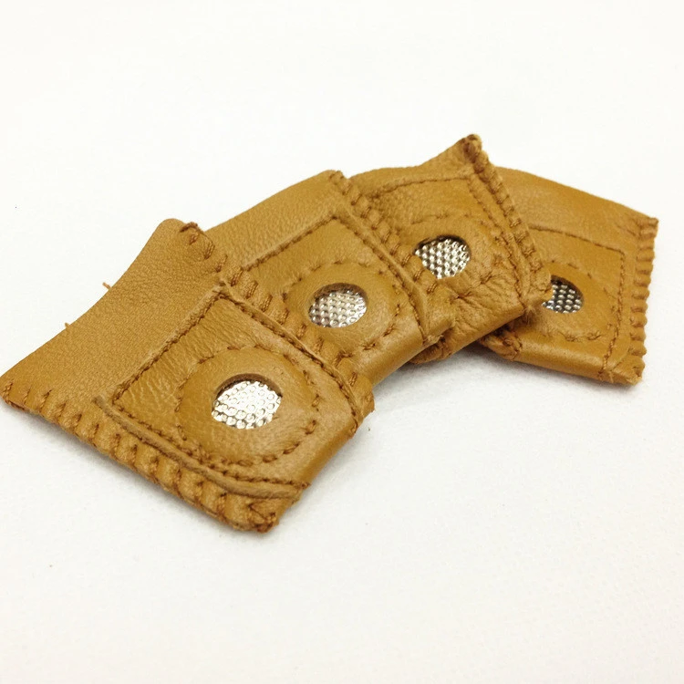 High Quality 2 Pcs Brown Color Handmade Needlework Leather Coin Thimble Finger Protector