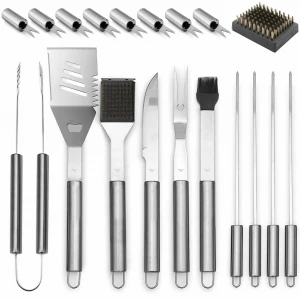 High quality 20 piece stainless steel bbq grill tools set with aluminium case