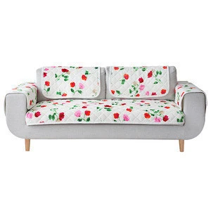 High quality anti-slip cozy roses pattern soft flannel sofa cover design