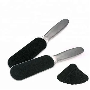 High Quality Double Side Stainless Steel Pedicure Foot File Replaceable Sandpaper Metal Callus Remover