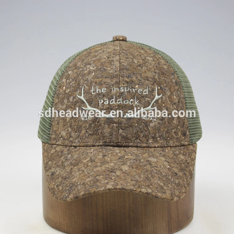 High quality embroidery mesh back custom curved brim cork trucker hat