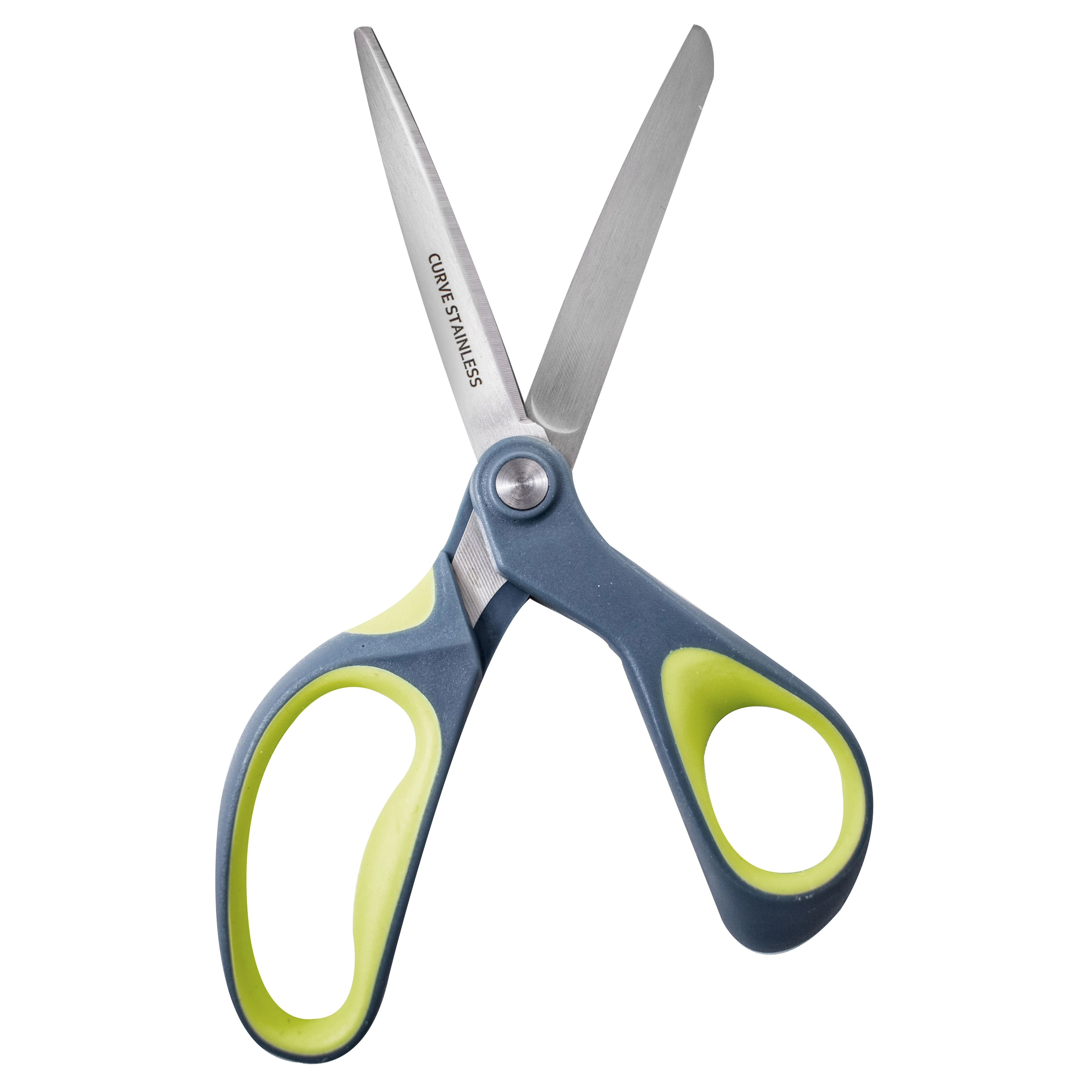High Quality THE 3-IN-1 EFFORTLESS SCISSORPlastic Soft Grip Handle Stainless Steel  7&quot; Curve Blade 3D Office Scissors