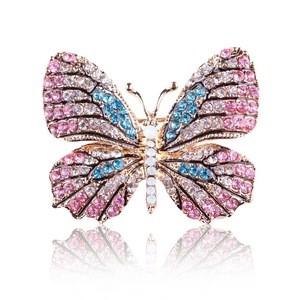 High Quality Trendy Rhinestone Butterfly Brooch Gold Colors Women Wedding Dress Bridal Brooches