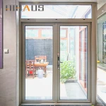 Hihaus new modern double hinged patio front aluminium glass swing door