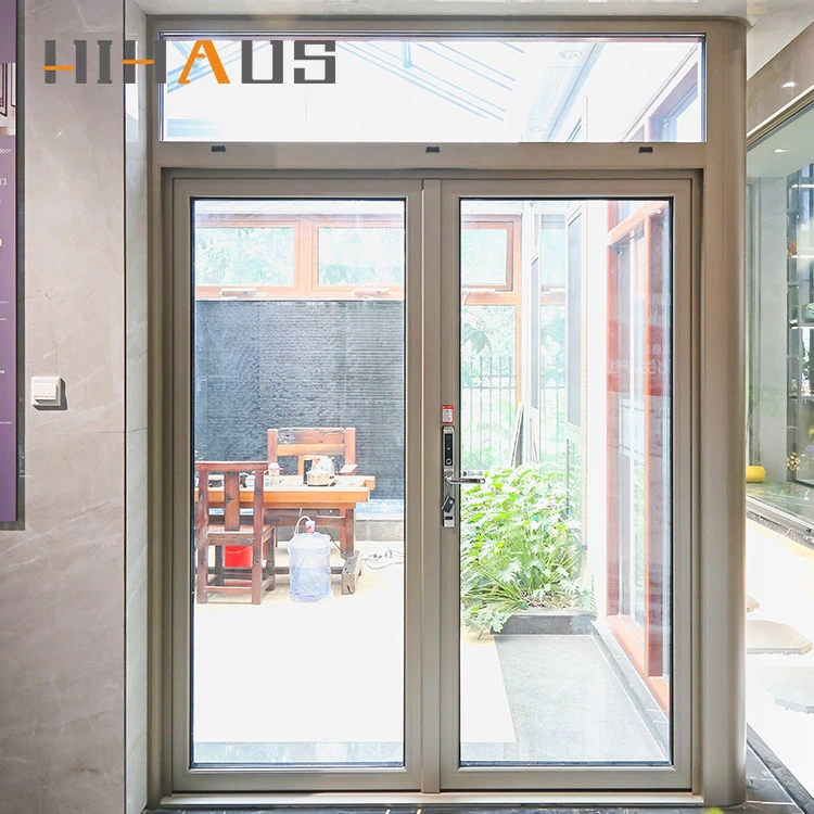 Hihaus new modern double hinged patio front aluminium glass swing door