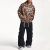 Hoodies Manufacturers Wholesale Customized Cheetah Printed Pullover 400GSM Heavyweight Loose Cotton MensHooded Sweatshirt