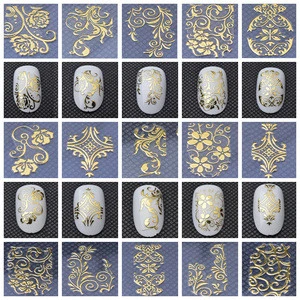 Hot Colorful 3D Nail Art Stickers Decals,108pcs/sheet Top Quality Metallic Flowers Mixed Designs Nail Tips Accessory