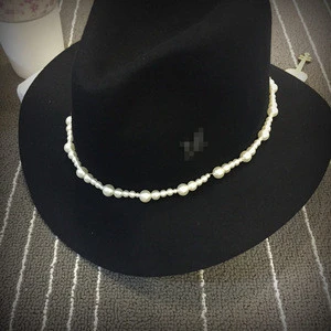 hot new design Fashion Women Bowler Hat China Wholesale Wool Felt Formal Lady black pearl Bowler Hat