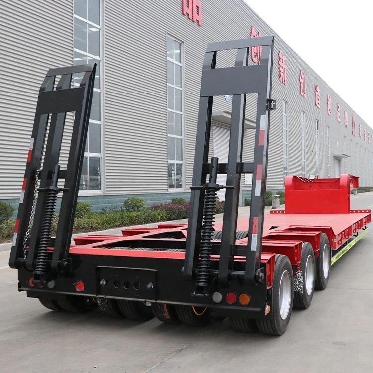 Hot Sale 3 Axis 4 Axle 60 80 100 Tons Heavy Duty Gooseneck Low Loader Low Bed Truck Lowbed Semi Trailer