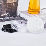 Hot Sale Black White Transparent Disposable PP Plastic Coffee Milk Tea Cup Lid