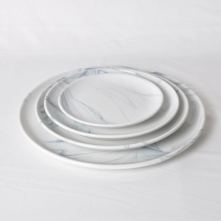Hot Sale High Quality Cookware Tableware Set Ceramic Marble Plate For Restaurant