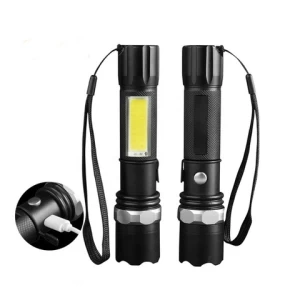 Hot sale LED aluminum alloy flashlight zoom long range USB rechargeable Torch COB work light