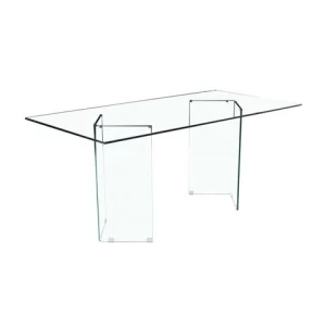Hot Sale living room furniture rectangle glass dining table with V-Shape glass frame