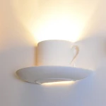 hot sale modern white attractive plaster gypsum coffee cup decoration G9 led wall lamp for coffee shop