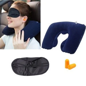 Hot selling 3 in 1 Travel Relaxing Set with U shape Travel Pillow + Blinder + anti-noise earplug