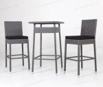 Hot Selling 3pcs Steel Frame Wicker Garden Furniture Bar Set