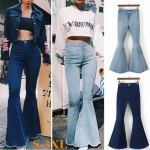 hot women's jeans solid color slim  high waist big horn pants trousers pantalones jeans women