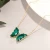Import HOVANCI New Creative Real Gold Plated Green Glass Butterfly Necklace Clear Crystal Butterfly Necklace For Women Gift from China