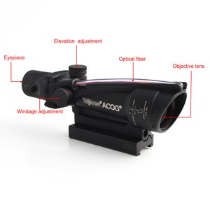 Hunting 3.5X35 ACOG Real Fiber Scope Green Red Horseshoe Reticle Tactical Optical Sights for cal .223 .308 for riflescope