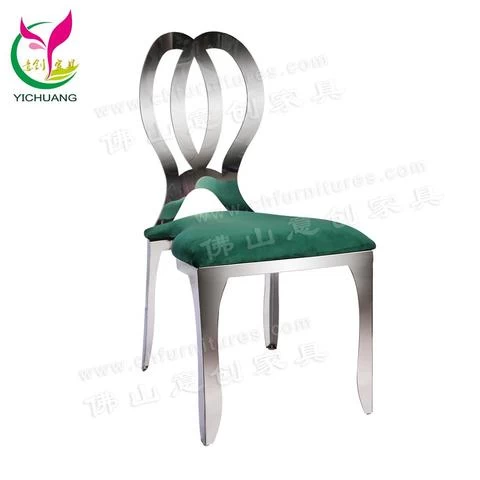 HYC-SS25D silver stainless steel backrest green tufted cushion banquet wedding living room chair