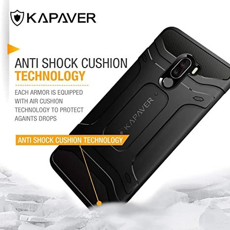 In Stock KAPAVER Rugged Drop Tested Solid Black Shock Proof Slim Armor Patent Design Back Cover Case for Xiaomi Poco F1