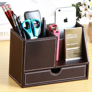 Innovative office Leather stand for Pens Pencil stationery Holder for office and school