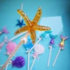 Ins style sea theme cake topper Amazon cake decorating supplier shell fishtail starfish party resin Cake Topper decoration