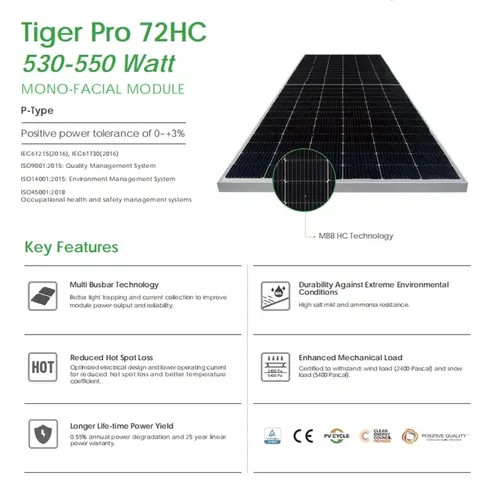Buy Jinko Tiger Pro Solar Panel 72hc Mono-facial Module 540w 545w 550w ...