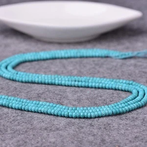 Kahkashan Jewelry Natural Turquoise 3*2mm Rondelle Faceted Loose Beads jewelry Making  Factory Wholesale Stone Beads Blue Color