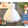 Kids Girls Summer Sleeveless Dress Fashion Mesh Hollow White Skirt Girls Princess Dress
