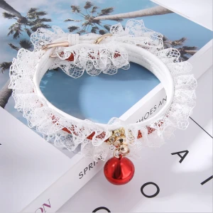 Lace adjustable puppy dog cat soft leash floral cat Christmas collar