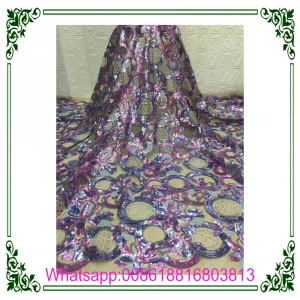 lace fabric with fabric high quality Luxury sequins Lace Trim
