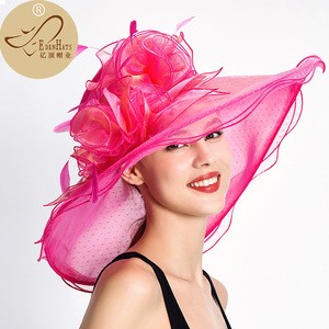 Ladies Hats Wholesale High Quality Organza Foldable Sun Hats for Ladies