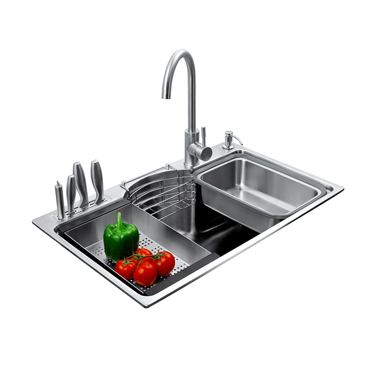 Large Stock Top Quality Multifunction Asia Stainless Steel Kitchen Sink With Drainer Rack