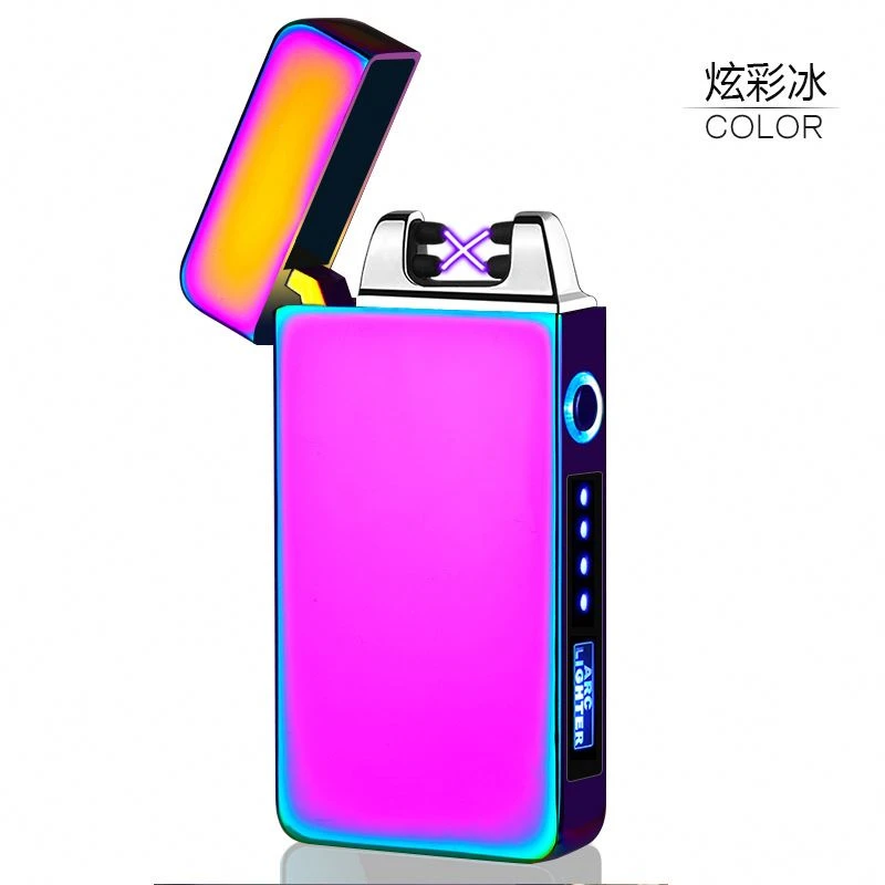Led Power Display Usb Charging Pulse Lighter Hot Sale Double Arc Cigar Plasma Lighter Windproof Electronic Cigarette Lighter