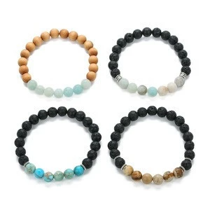 Lingsai retractable size string of beads bracelet bangle for men jewelry