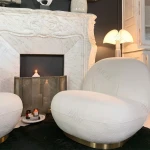 Living Room Furniture Swivel Accent Chair Gold Metal Rotary Base Soft Comfortable Modern Round Fauteuil Teddy Lounge Chair