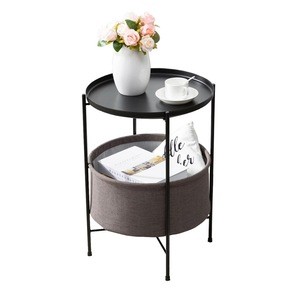 Living Room Furniture With Cloth Bag Metal Foldable Tray Coffee+Tables