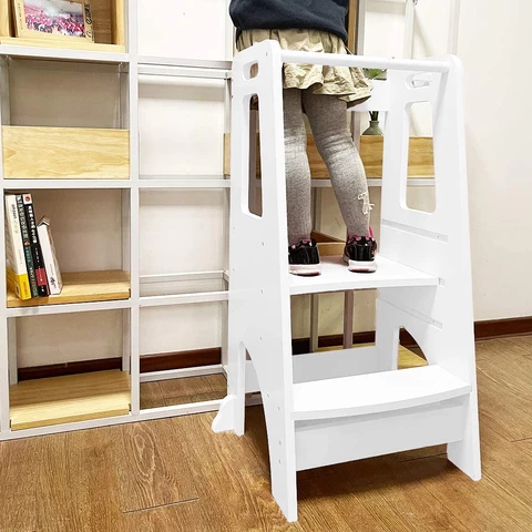 LM KIDS kitchen helper step stool children montessori furniture toddler adjustable height wooden learning tower