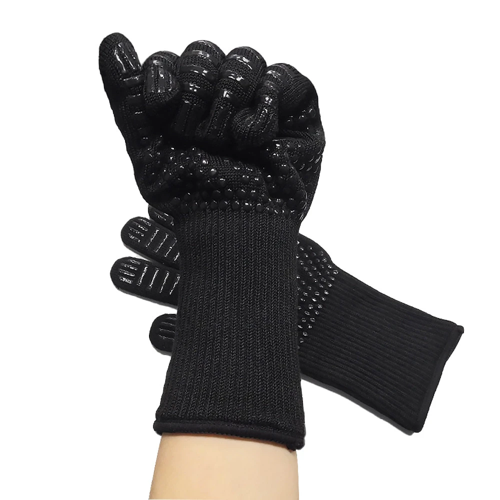 long silicone heat resistant glove clips double oven glove heat resistant knitted cotton gloves