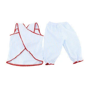 Longsleeve Sets Wholesale Baby Girls Sets Stripe Cotton Blue Organic Cotton Clothing