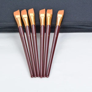 Longyu 6 Pcs/Set Watercolor Gouache Paint Brushes skewed peak Shapes Tip Nylon Hair Painting Brush Set Art Manufacturers