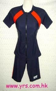 Low MOQ , Two pc. set with zipper sport swimwear set